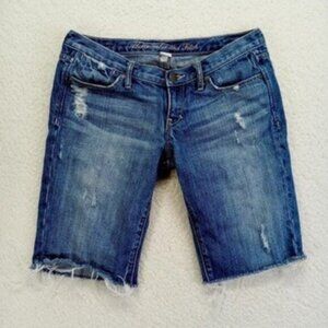 Abercrombie Fitch Women's Size 8 Blue Denim Cutoff Distressed Knee Length Shorts